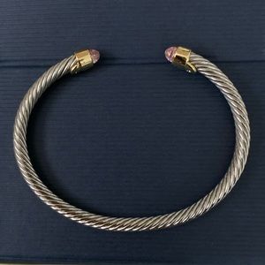 Silver and pink bangle